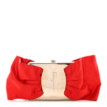 Salvatore Ferragamo Satin Bow Clutch Red 1 of 8