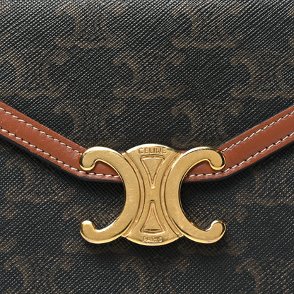 Celine Triomphe Canvas Calfskin Envelope Bag Tan 8 of 13