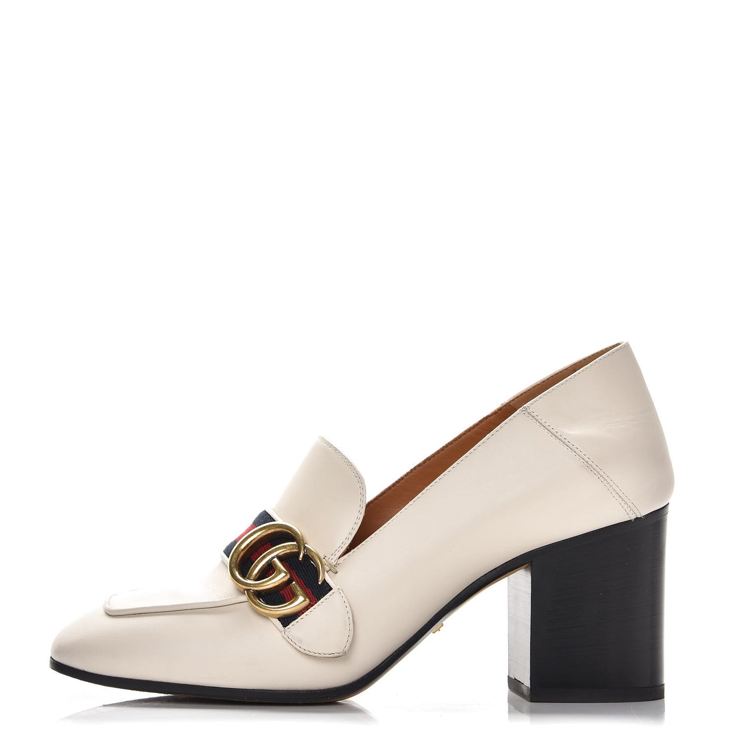 Calfskin Web Peyton Loafer Pumps 37 Ivory