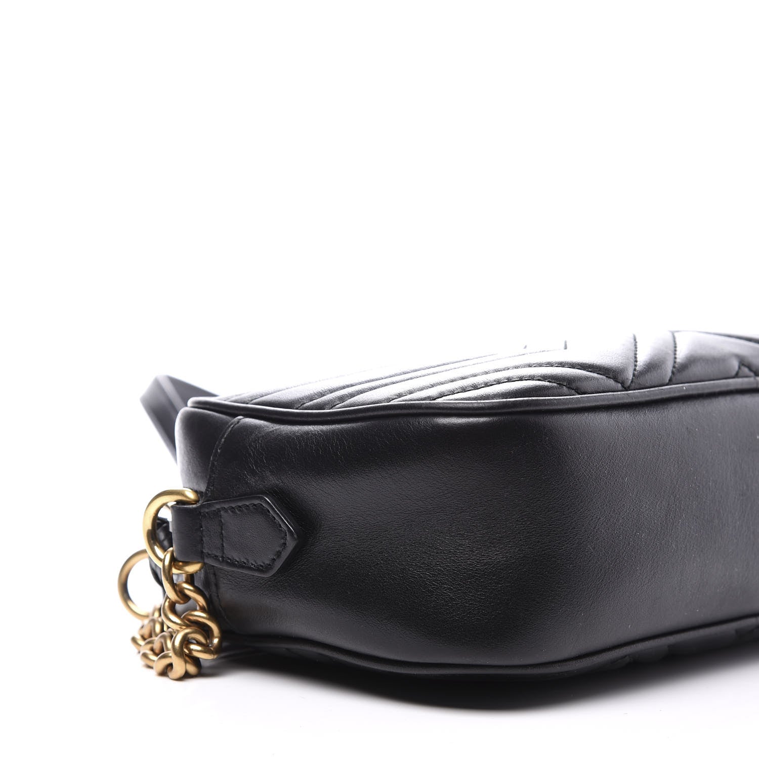 Gucci Calfskin Matelasse Small GG Marmont Chain Shoulder Bag Black 9 of 10