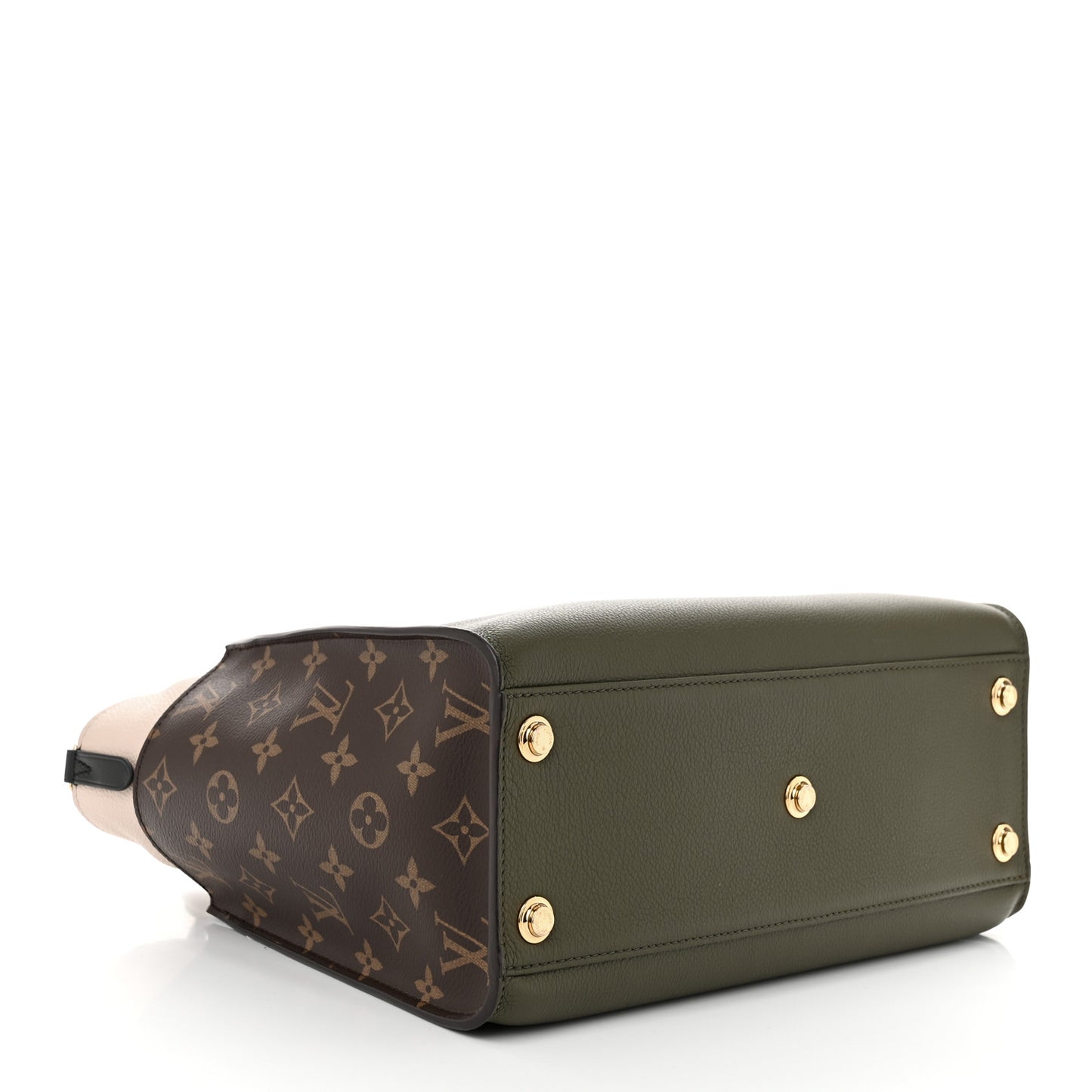 Calfskin Monogram On My Side MM Laurier Green Toffee Latte Beige