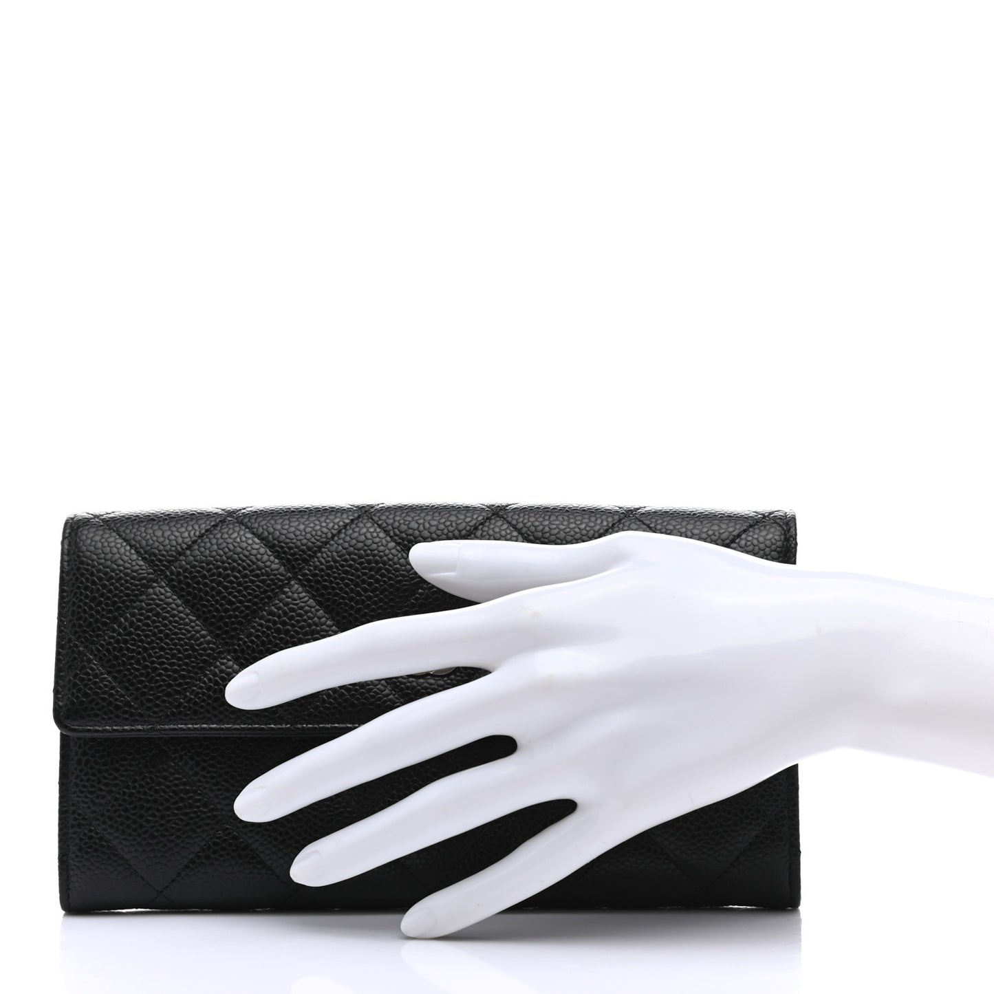Caviar Quilted Large Flap Wallet Black