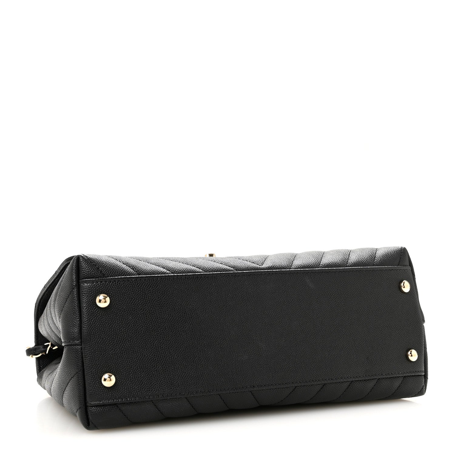 Chanel Caviar Lizard Embossed Quilted Chevron Small Coco Handle Flap Black 4 of 10