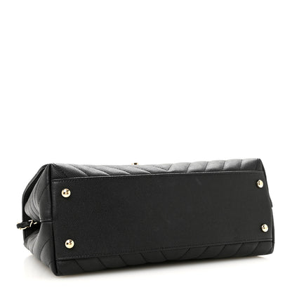 Chanel Caviar Lizard Embossed Quilted Chevron Small Coco Handle Flap Black 4 of 10