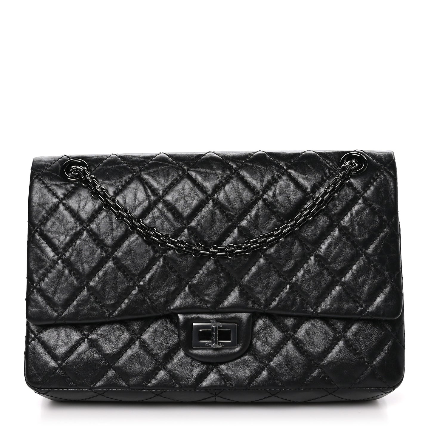 Aged Calfskin Quilted 2.55 Reissue 226 Flap So Black