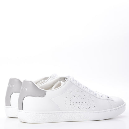 Gucci Calfskin Interlocking G Perforated Womens Ace Sneakers 38.5 White Grey Sky 4 of 10