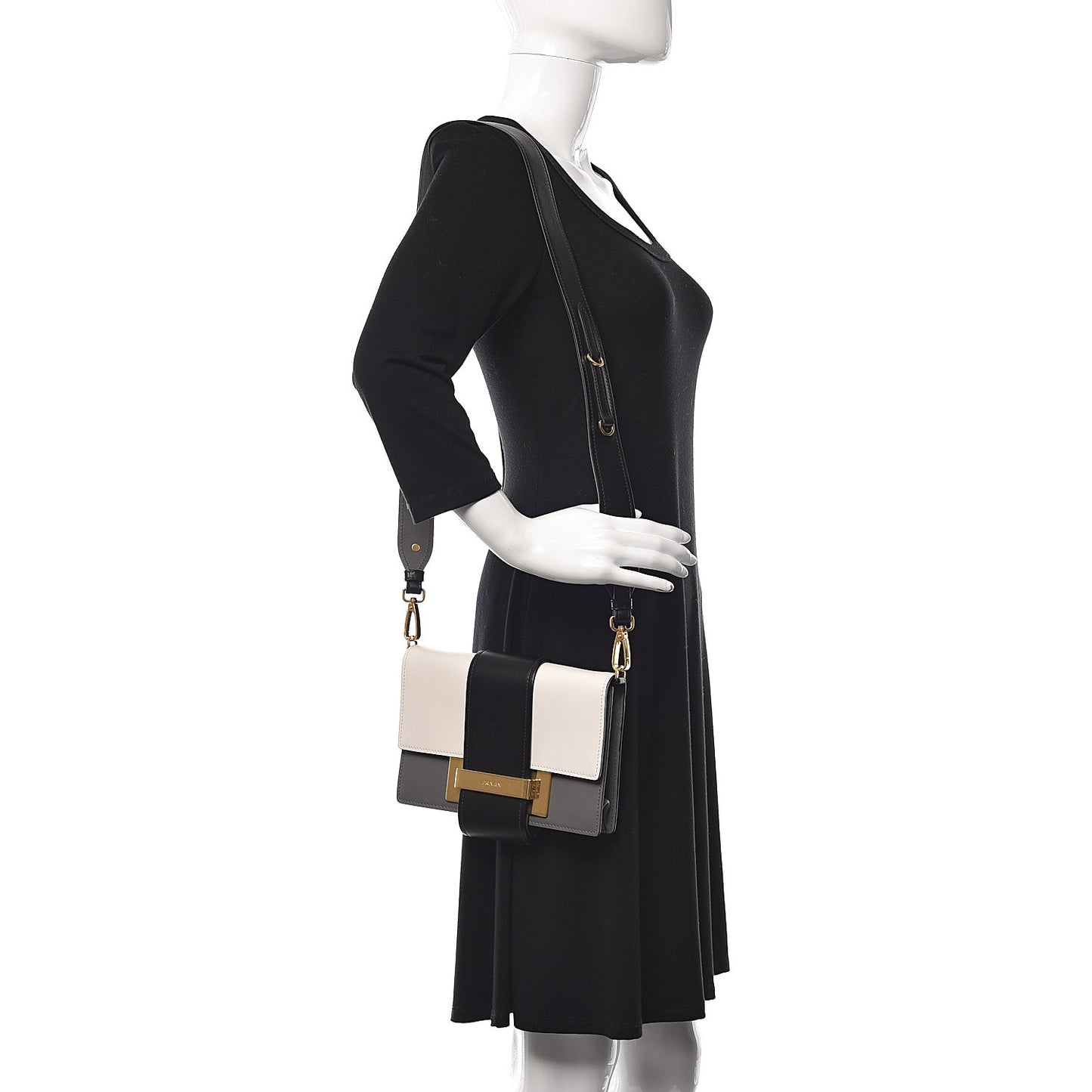 City Calf Ribbon Bag Black Marmo Bianco