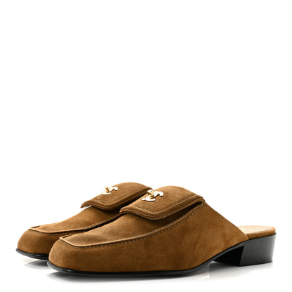 Chanel Suede Calfskin CC Turn Lock Mules 40 Dark Beige 4 of 9