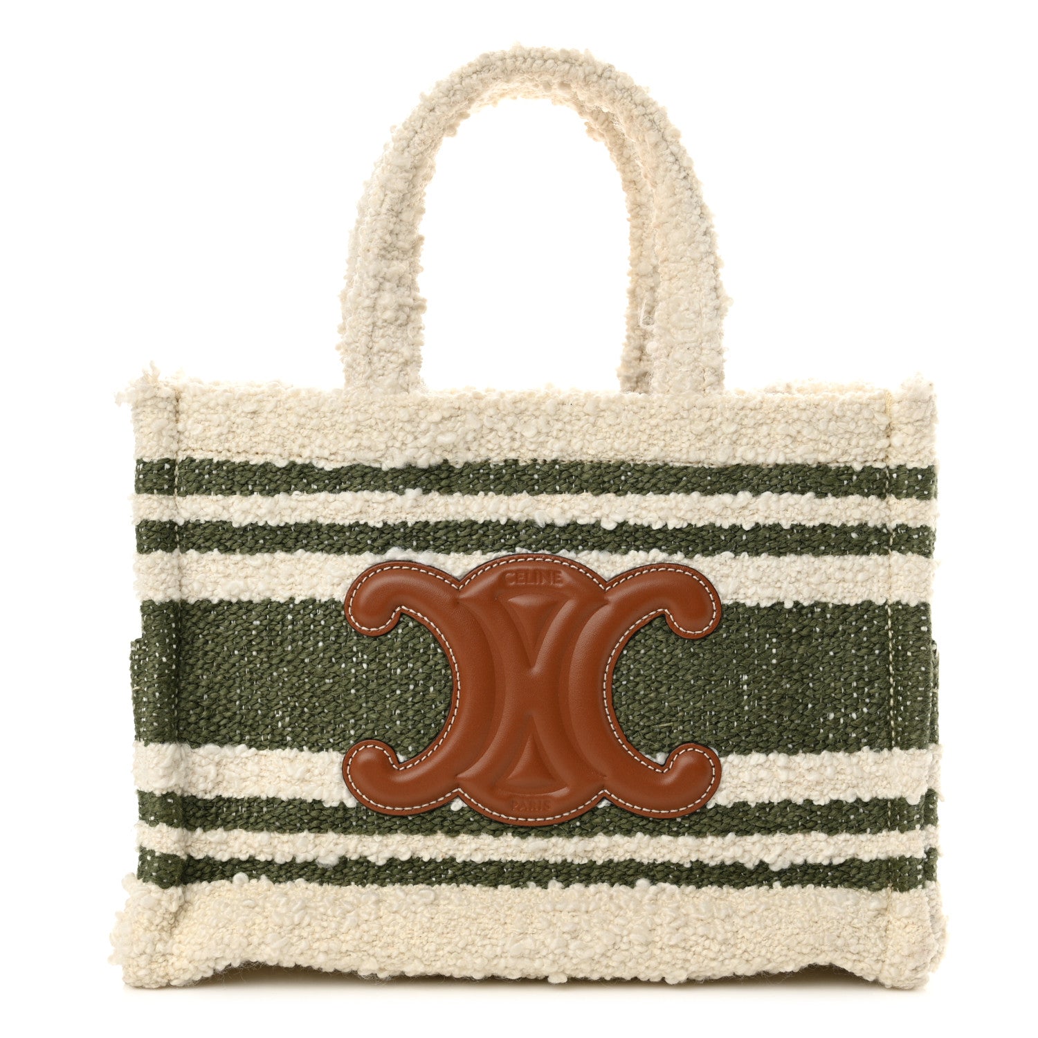 Celine Stripe Triomphe Small Cabas Thais Khaki Tan 1 of 13