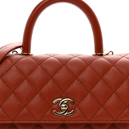 Chanel Caviar Quilted Mini Coco Handle Flap Dark Orange 5 of 10
