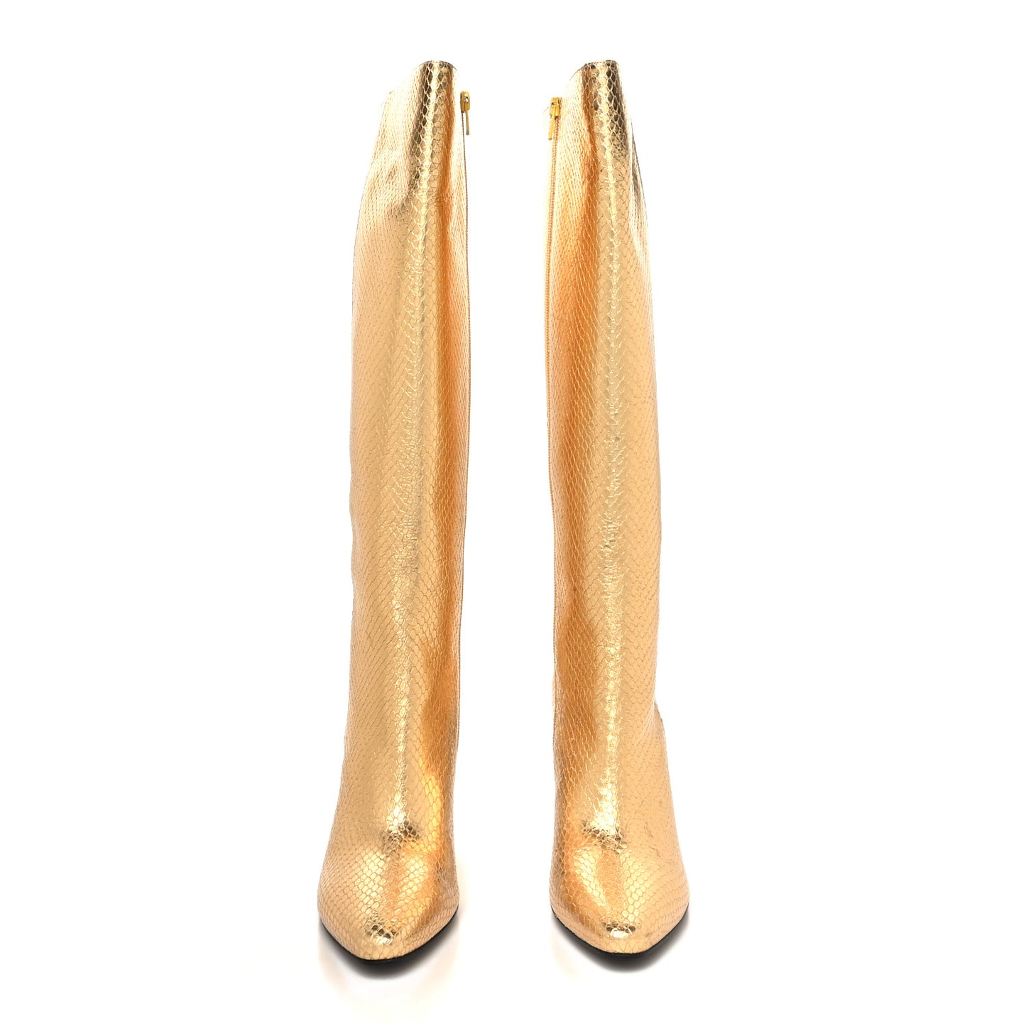 Metallic Calfskin Python Embossed Knee Boot 40 Gold