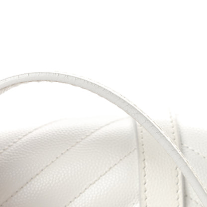 Saint Laurent Grain De Poudre Textured Mixed Matelasse Medium Triquilt Monogram Satchel Blanc Vintage 19 of 21