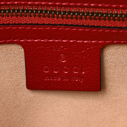Gucci Vintage Effect Calfskin Matelasse Diagonal Small Torchon GG Marmont Bamboo Top Handle Shoulder Bag Black Romantic Cherry 9 of 16