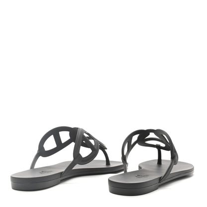 Hermes Rubber Womens Egerie Sandals 37 Black 4 of 8