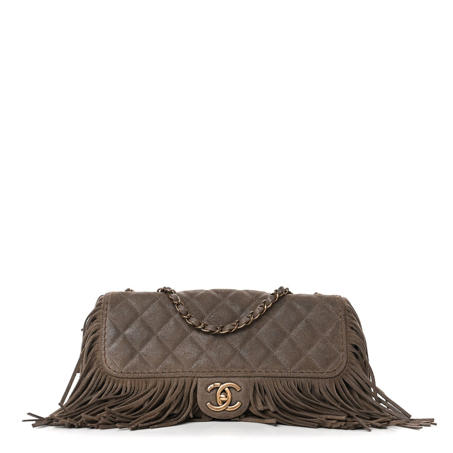 Chanel Metallic Calfskin Quilted Large Into The Fringe Flap Brown 1 of 5