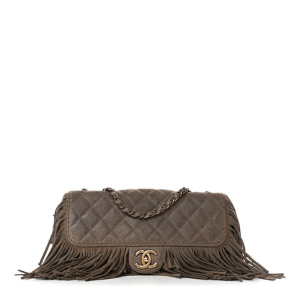 Chanel Metallic Calfskin Quilted Large Into The Fringe Flap Brown 1 of 5