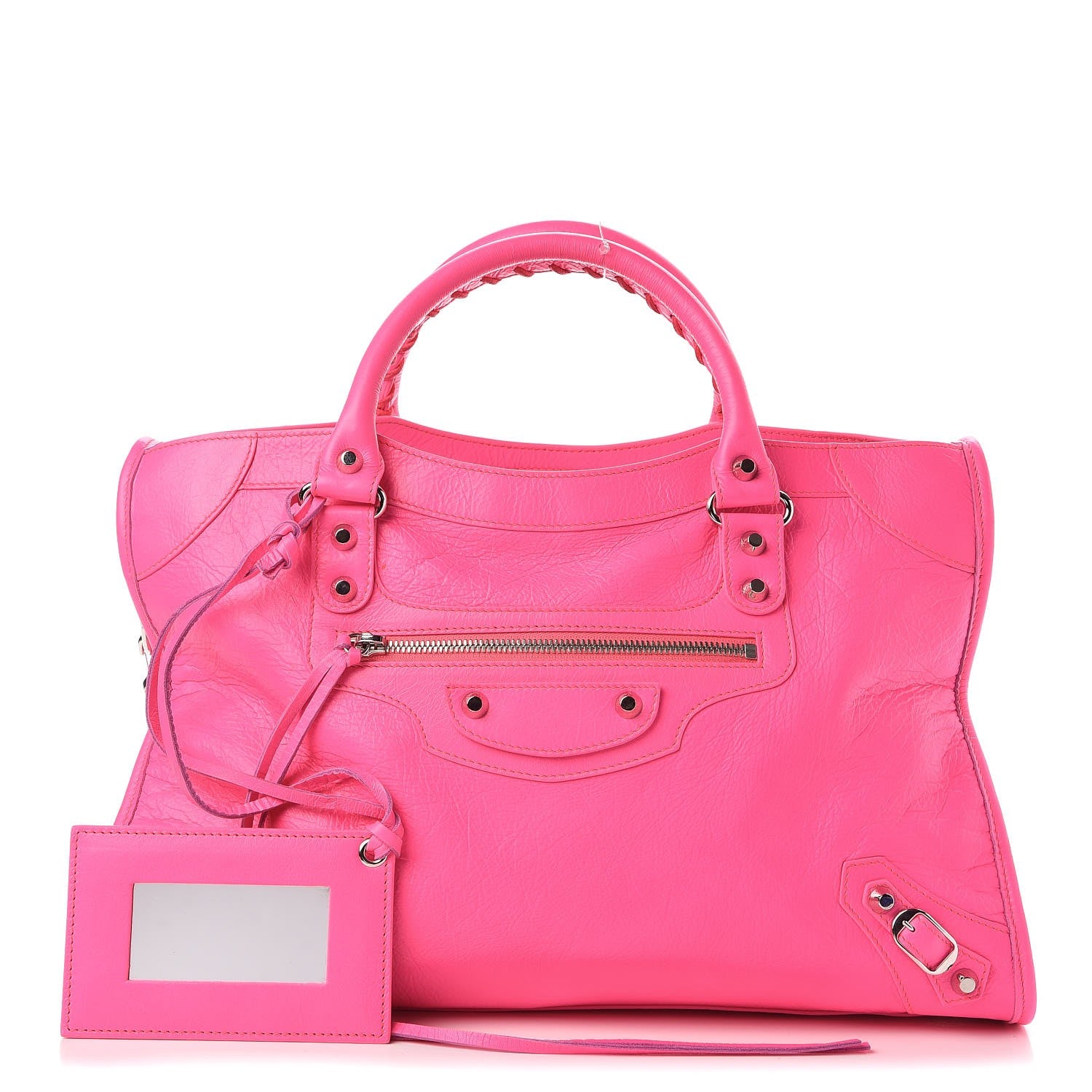 Balenciaga Agneau Classic Silver Hardware City Rose Fluo 1 of 7