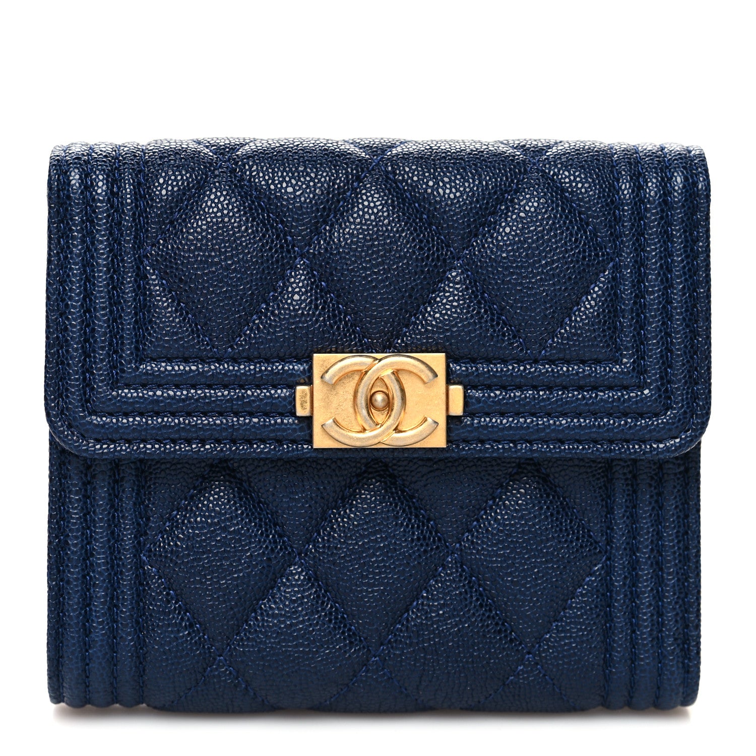 Chanel Caviar Quilted Small Boy Flap Wallet Blue 1 of 9
