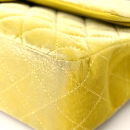 Chanel Velvet Quilted Medium Double Flap Yellow 10 of 13