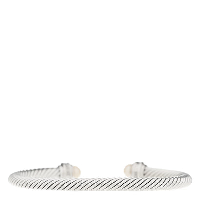 David Yurman Sterling Silver Diamond Pearl 5mm Cable Classics Princess Bracelet 2 of 3