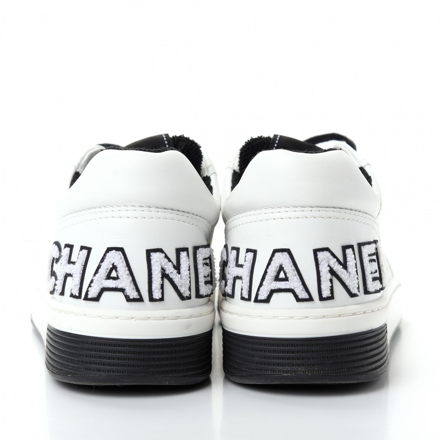 Calfskin Womens Logo Sneakers 40 Black White