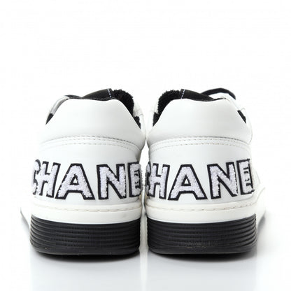 Chanel Calfskin Womens Logo Sneakers 40 Black White 7 of 11