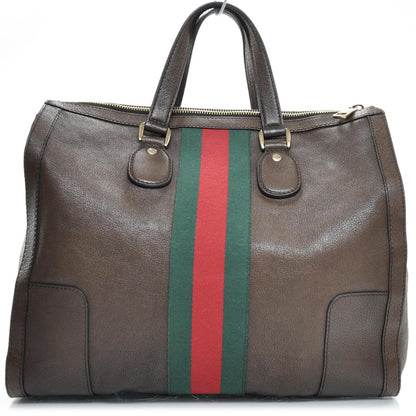 Gucci Leather Large Web Seventies Tote Brown 1 of 10