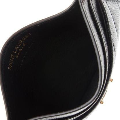 Saint Laurent Grain De Poudre Matelasse Chevron Monogram Credit Card Case Black 7 of 7