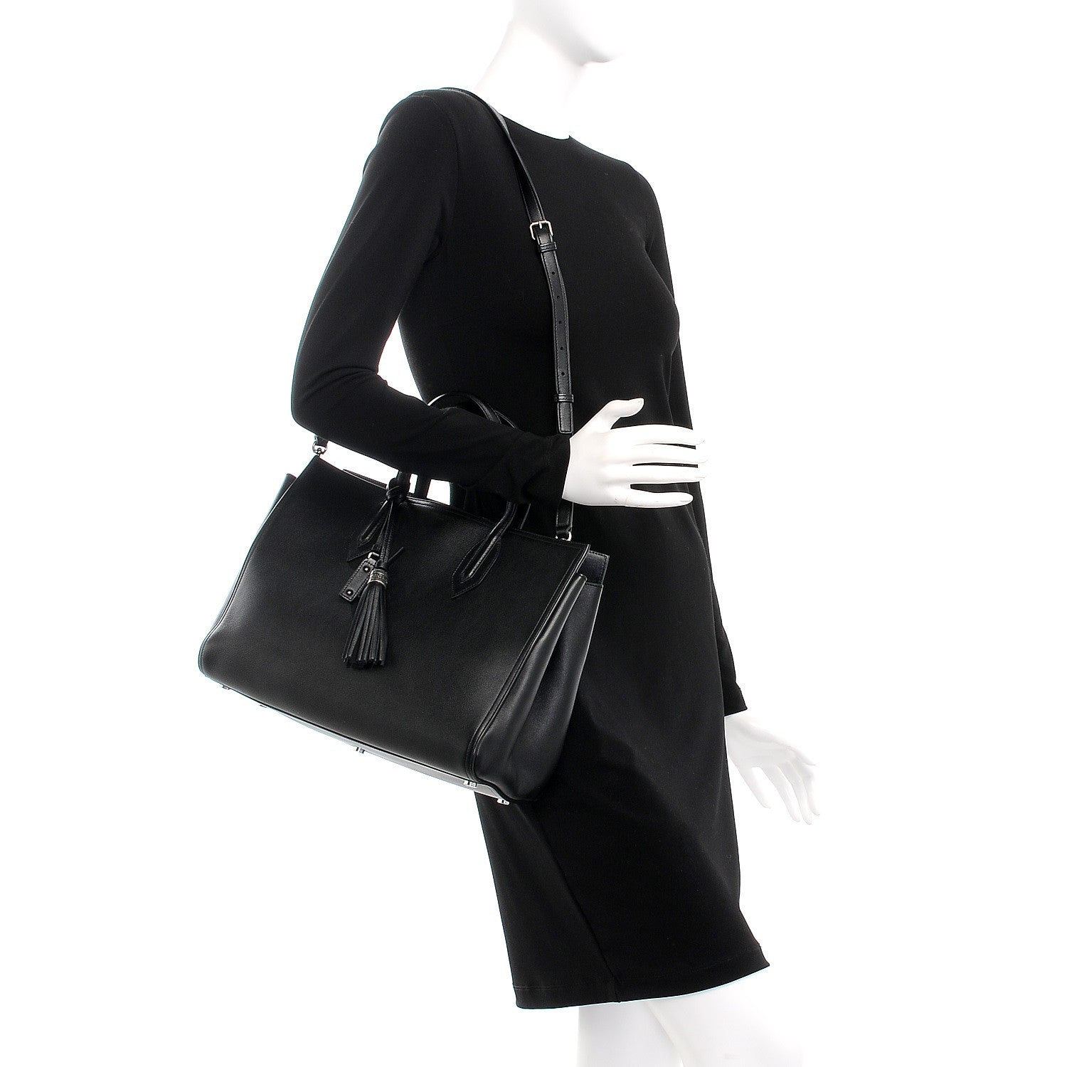 Saint Laurent Calfskin Medium Amber Tote Black 2 of 8