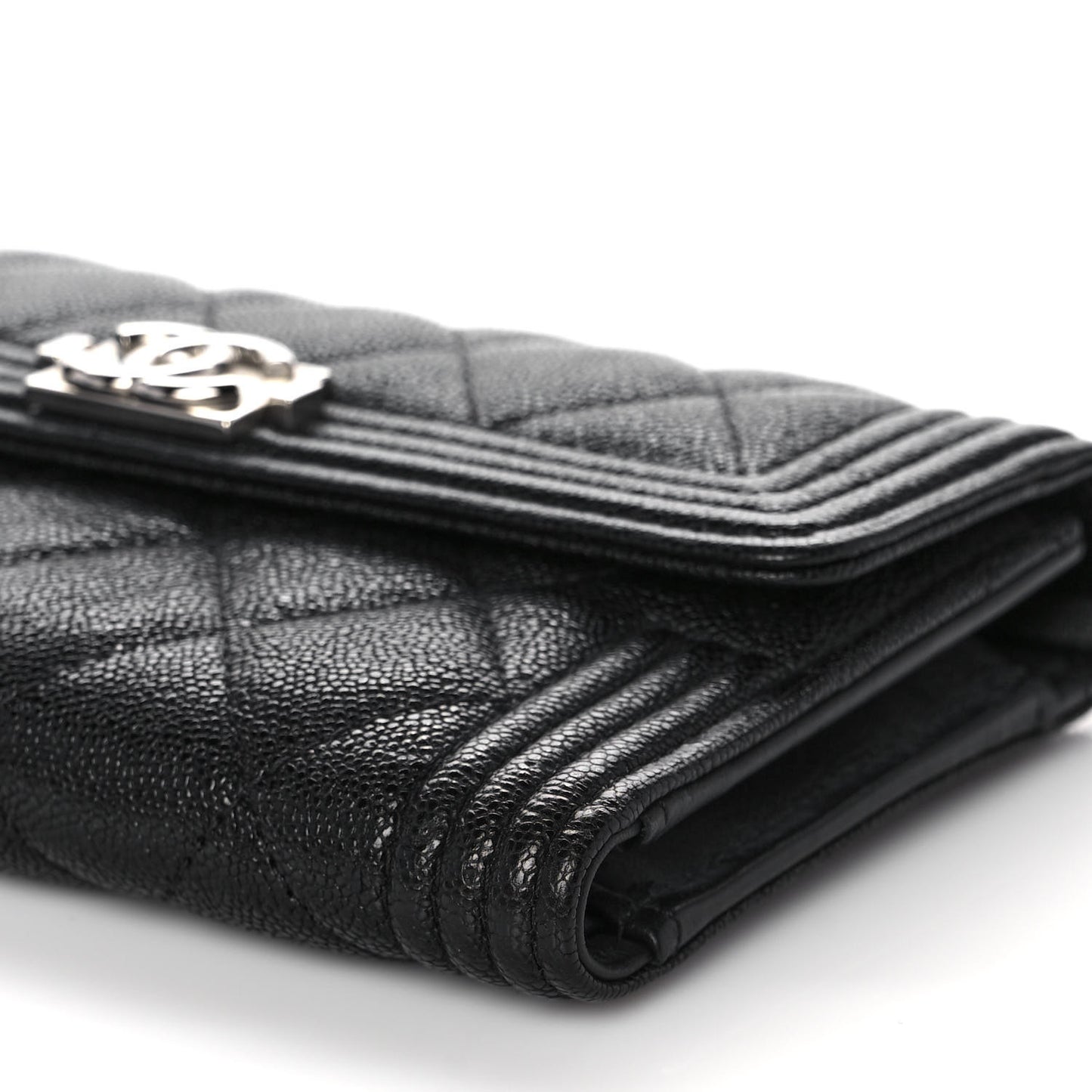 Caviar Quilted Medium Boy Flap Wallet Black