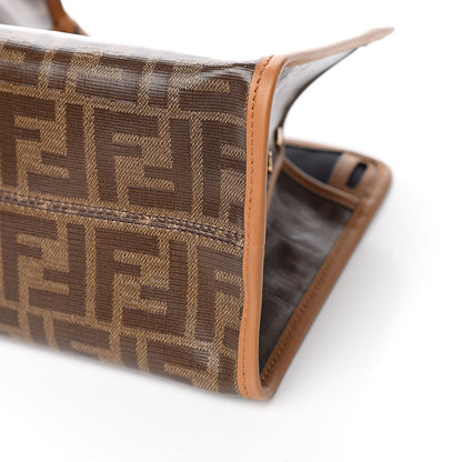 Fendi Glazed Fabric Vitello Century FF 1974 Stamp Patch Mini Peekaboo Defender Cover Mogano Panna Caramello 9 of 12