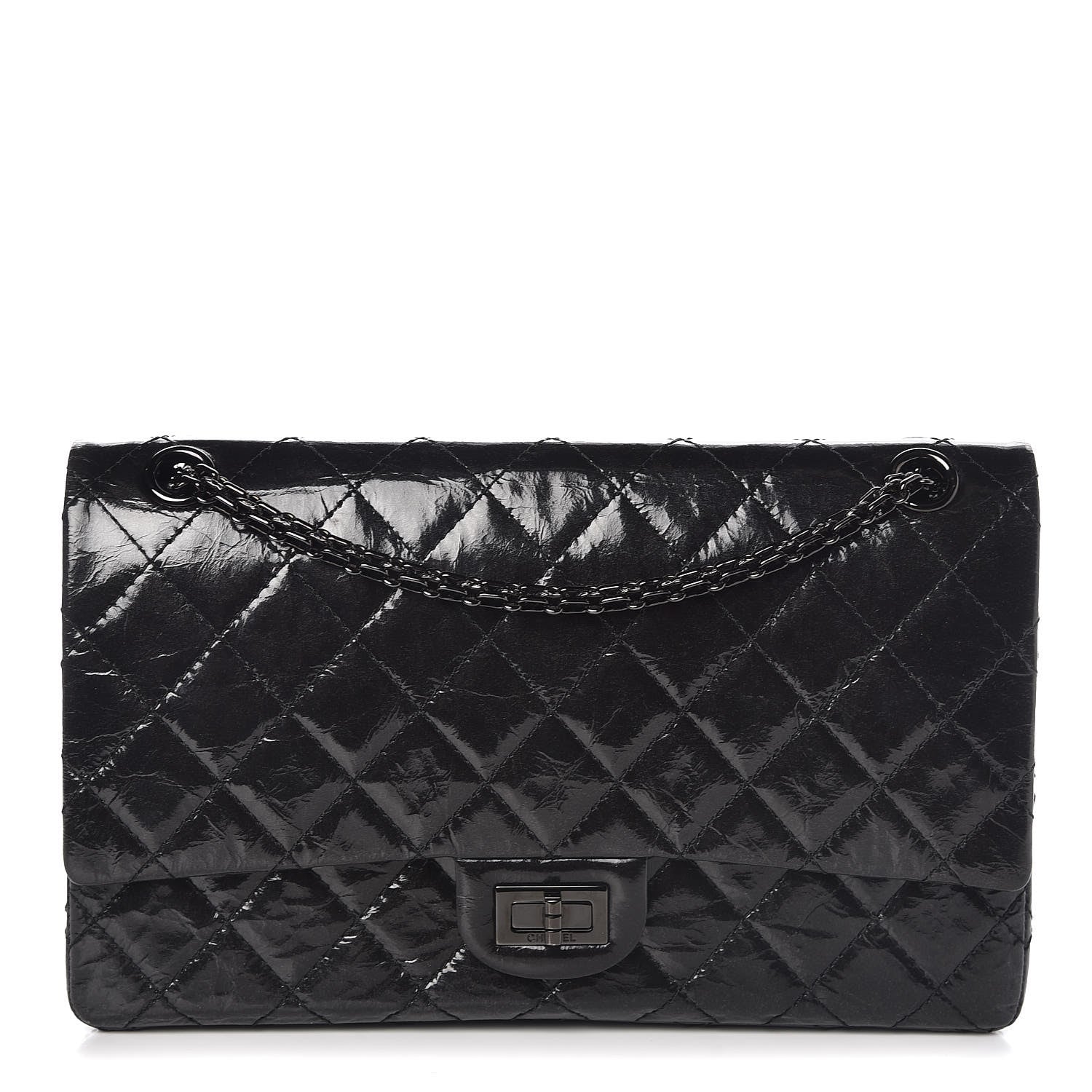 Chanel Distressed Patent Quilted 2.55 Reissue 226 Flap Black 1 of 10