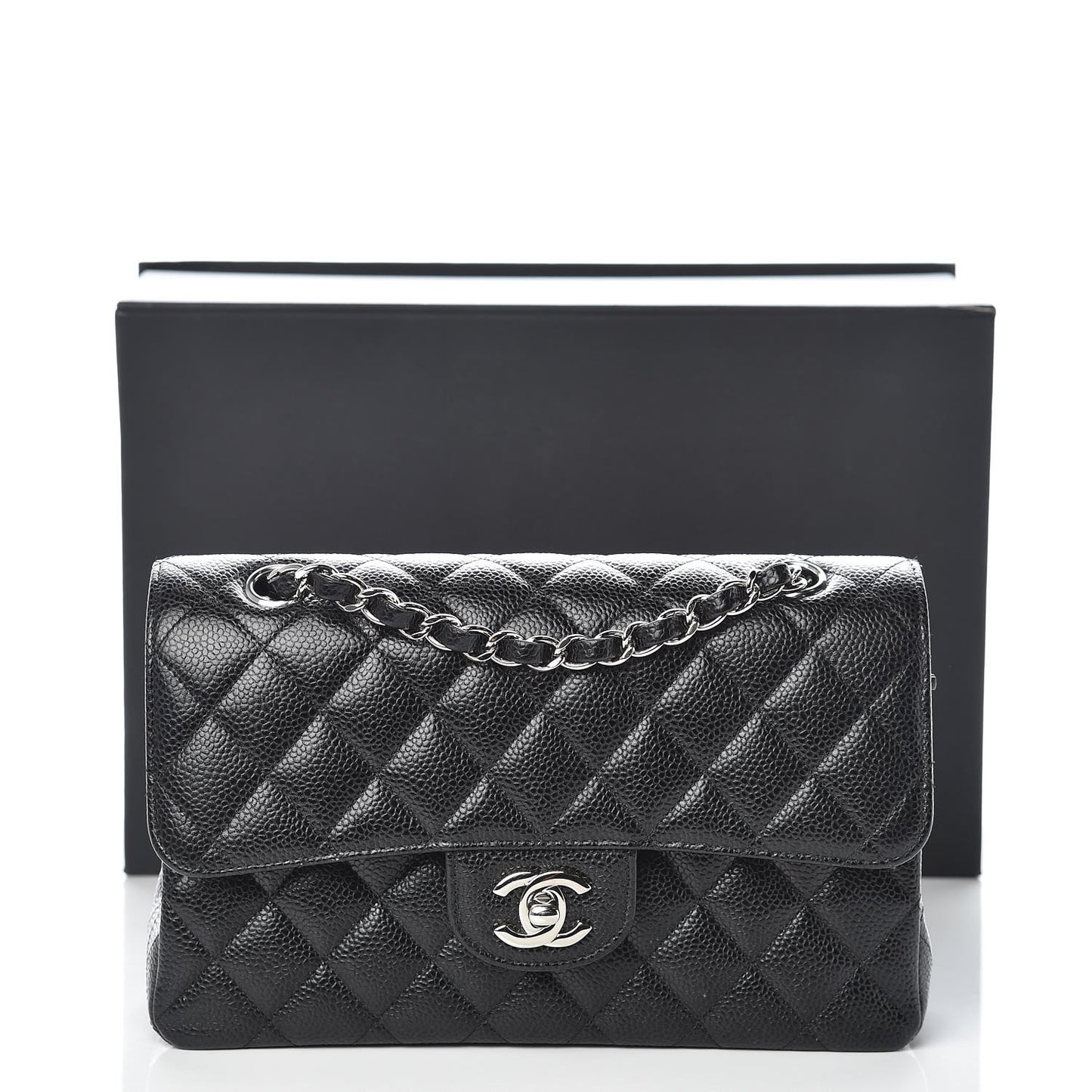 Caviar Quilted Small Double Flap Black