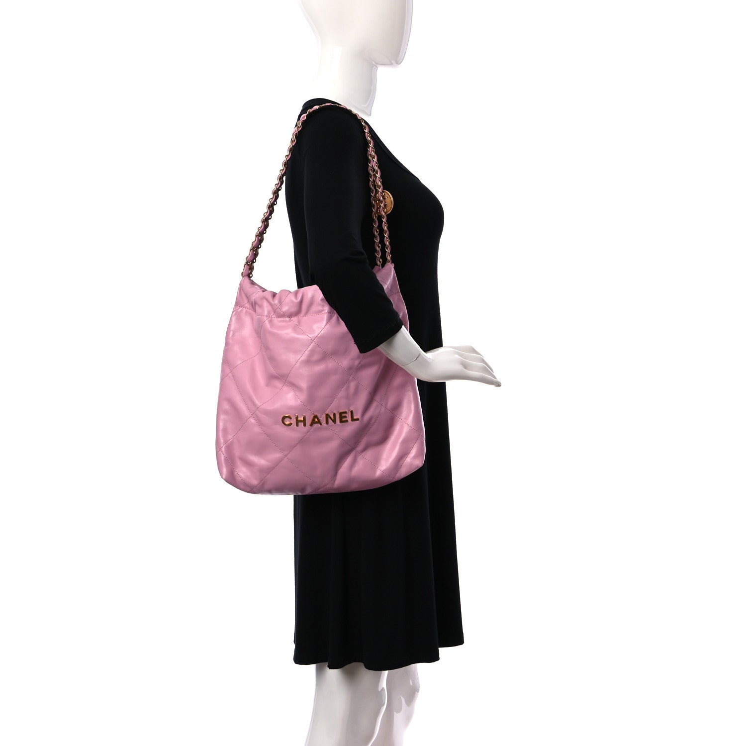 Chanel Shiny Calfskin Quilted Small Chanel 22 Pink 2 of 11