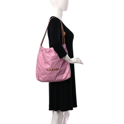 Chanel Shiny Calfskin Quilted Small Chanel 22 Pink 2 of 11