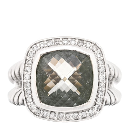 David Yurman Sterling Silver Diamond Prasiolite 11mm Albion Ring 56 7.75 54 7 1 of 4