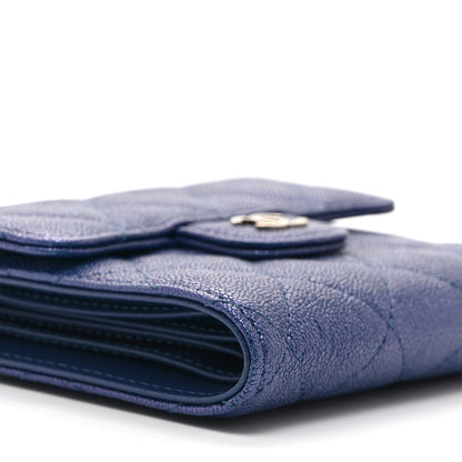 Chanel Iridescent Caviar Flap Quilted Card Holder Wallet Dark Blue 8 of 10