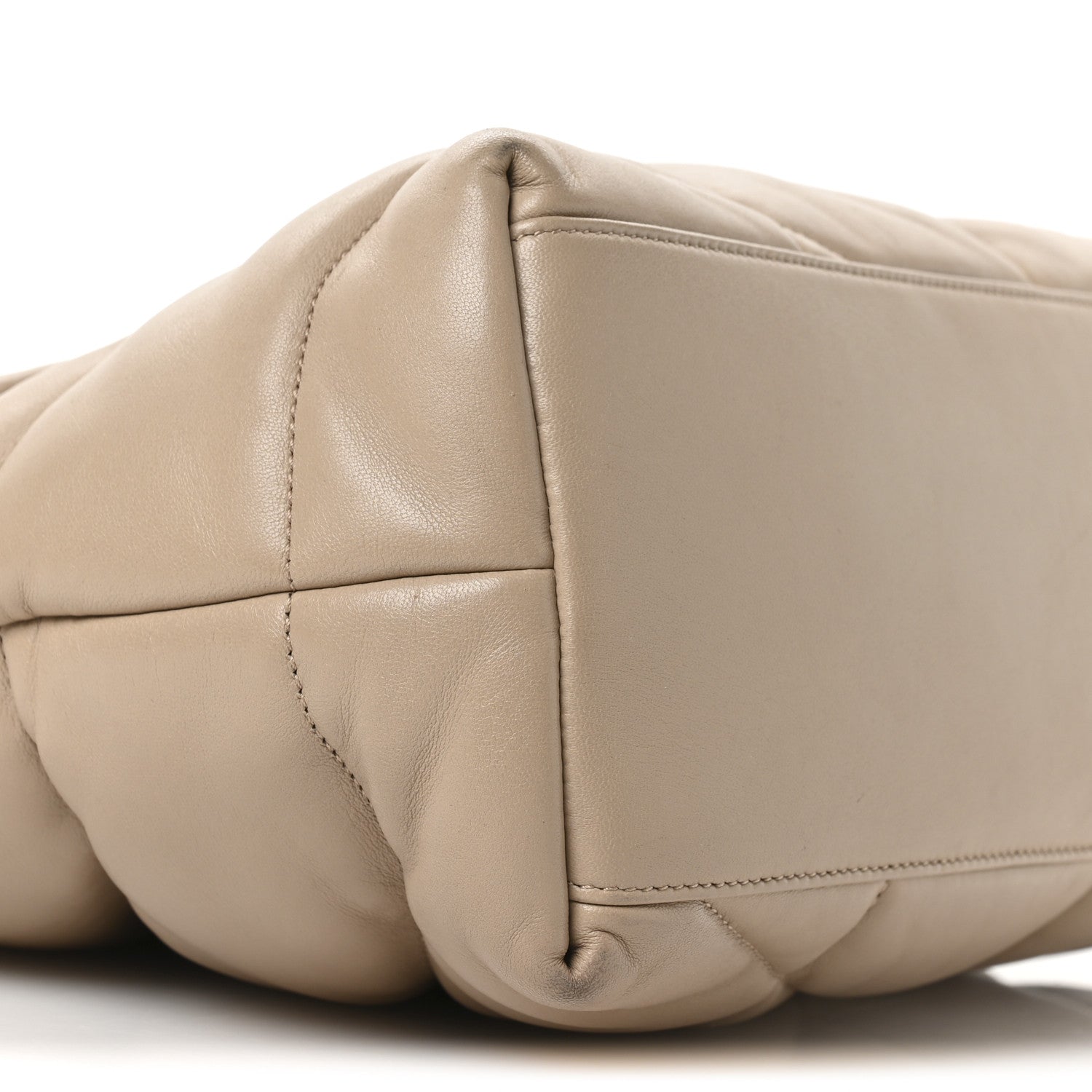 Saint Laurent Lambskin Quilted Medium Loulou Puffer Monogram Chain Satchel Dark Beige 17 of 21