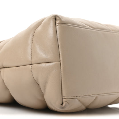Saint Laurent Lambskin Quilted Medium Loulou Puffer Monogram Chain Satchel Dark Beige 17 of 21