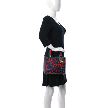 Christian Dior Calfskin I Love Paris Medium Lady Dior Navy Red 2 of 9