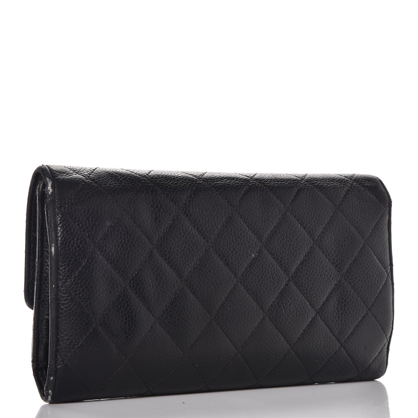 Caviar Quilted Large Flap Wallet Black
