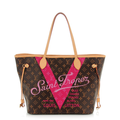 Louis Vuitton Monogram Saint Tropez V Neverfull MM Rose Indien 3 of 9