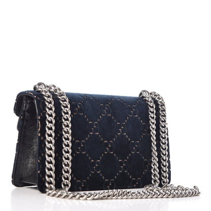 Gucci Velvet Skipper Crystal GG Monogram Small Dionysus Shoulder Bag Blue Beige Black 3 of 7