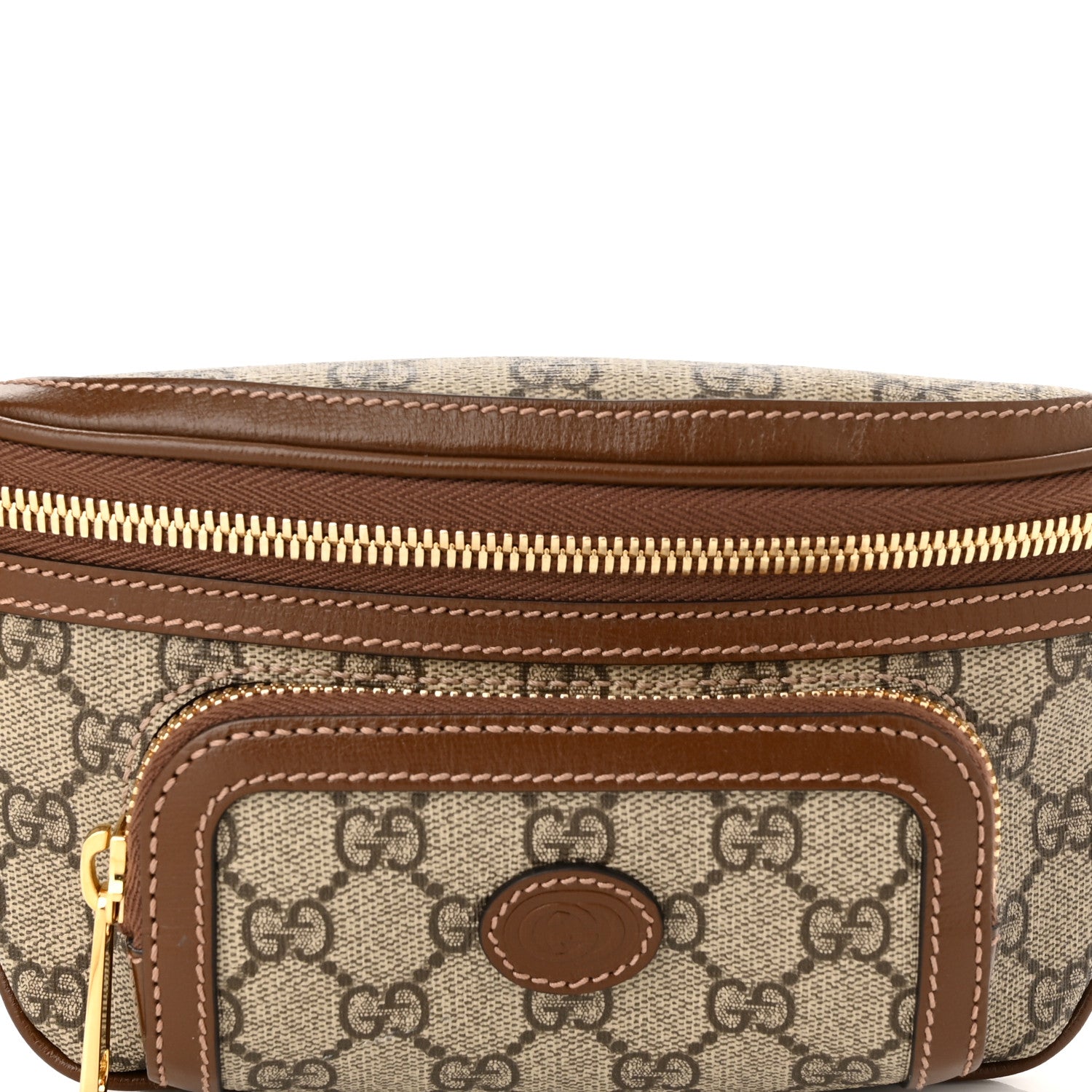 Gucci GG Supreme Monogram Textured Calfskin Retro Interlocking G Belt Bag Beige Ebony Brown Sugar 8 of 10
