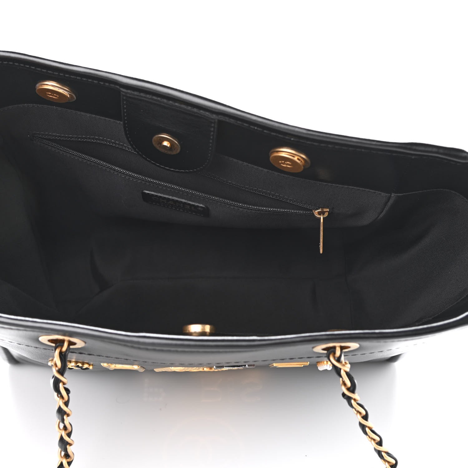 Chanel Aged Calfskin Small Charms Deauville Tote Black 5 of 10