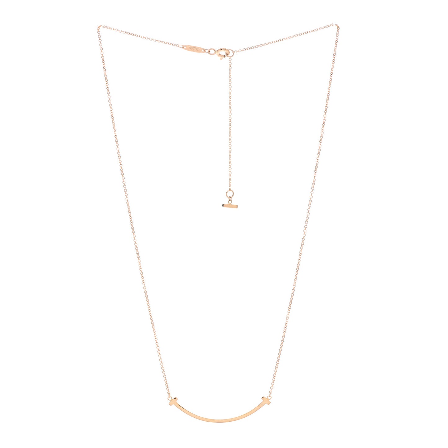 18K Rose Gold Small T Smile Pendant Necklace