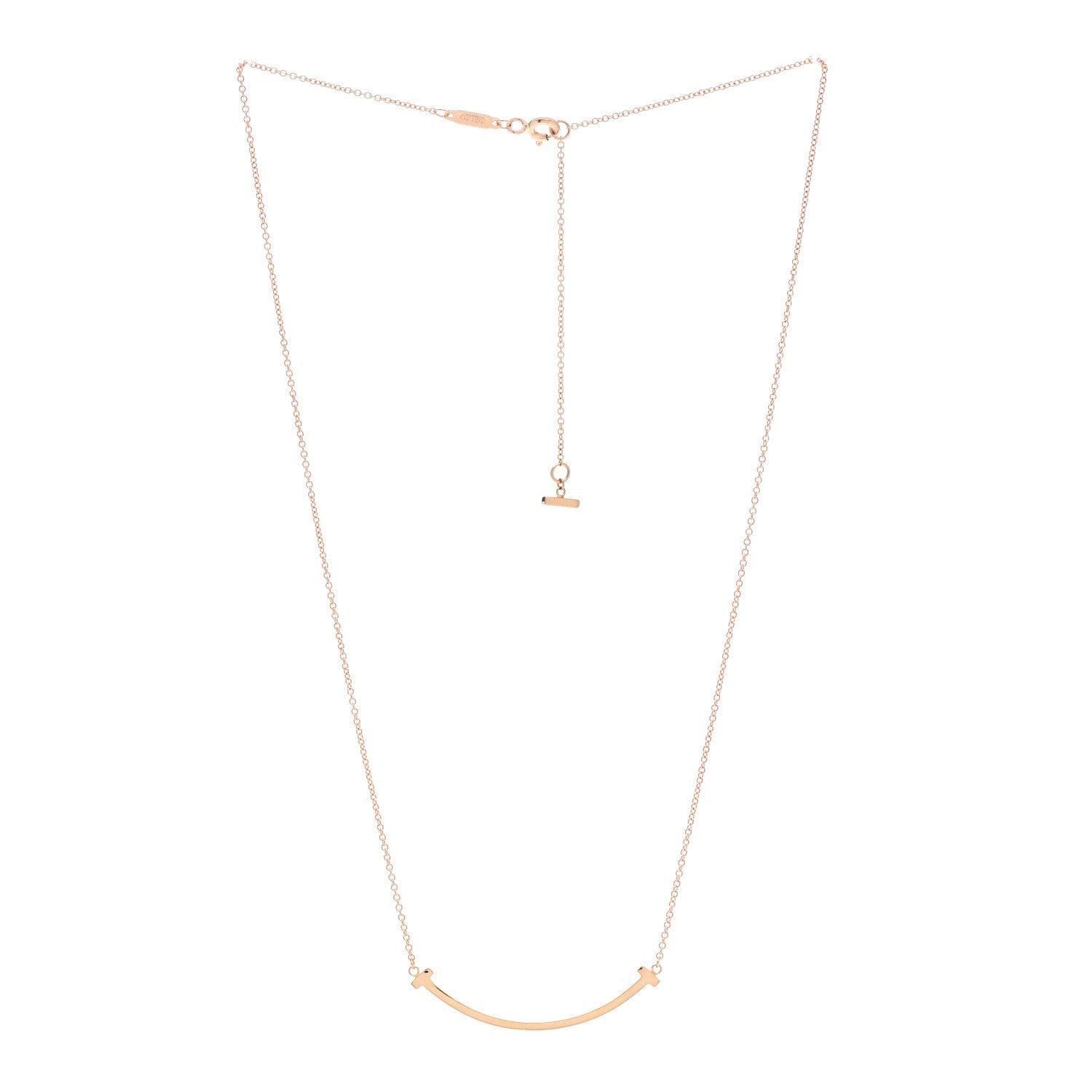 Tiffany 18K Rose Gold Small T Smile Pendant Necklace 3 of 5