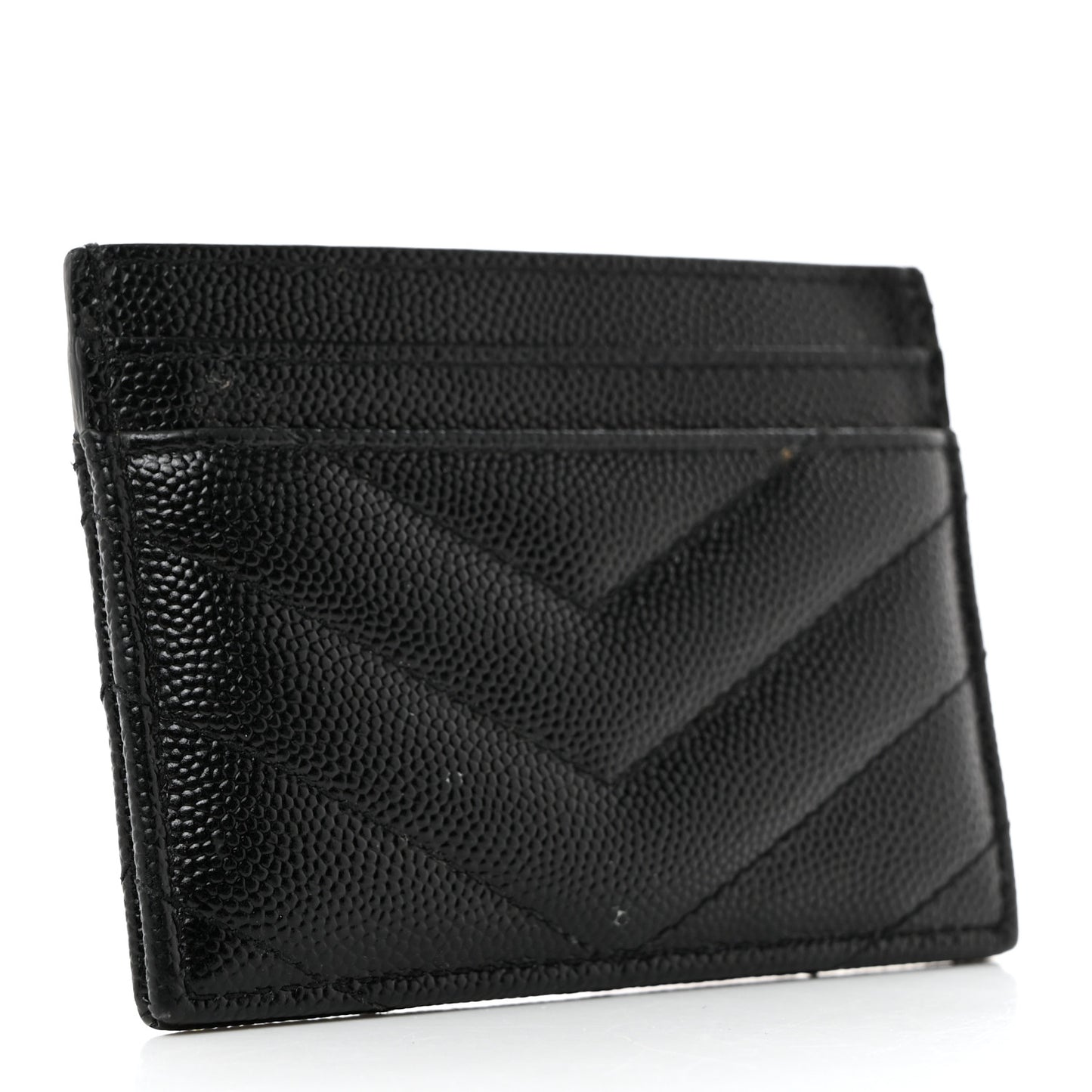 Grain De Poudre Matelasse Chevron Monogram Credit Card Case Black