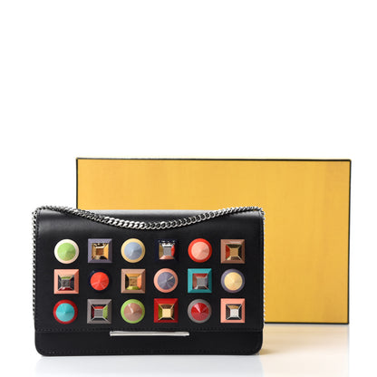 Fendi Vitello Liberty Studded Tube Wallet On Chain Black Multicolor 11 of 11