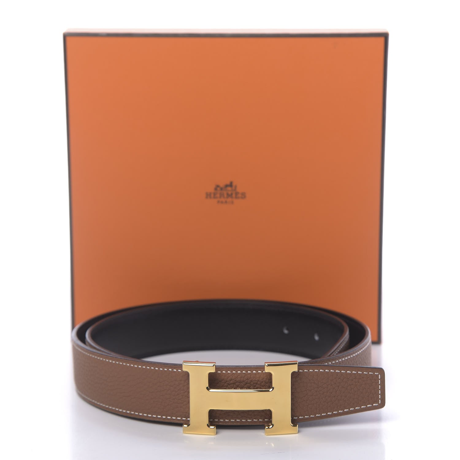 Hermes Box Togo 32mm H Belt 85 Black Gold 6 of 6